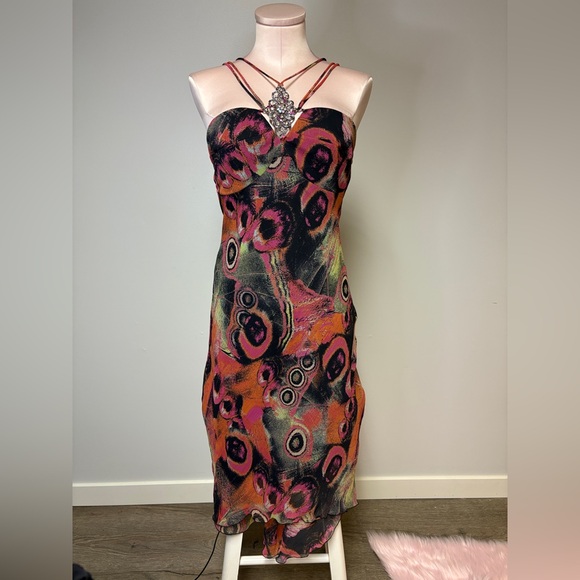 Joseph Ribkoff Hi-Lo Dress in Black and Orange - Picture 2 of 16